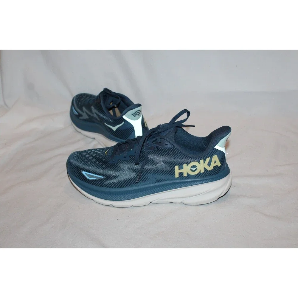 NIB Hoka One Men Clifton‎ 9 Running Athletic Sneakers MID OCEAN BLUE 10 NWOB